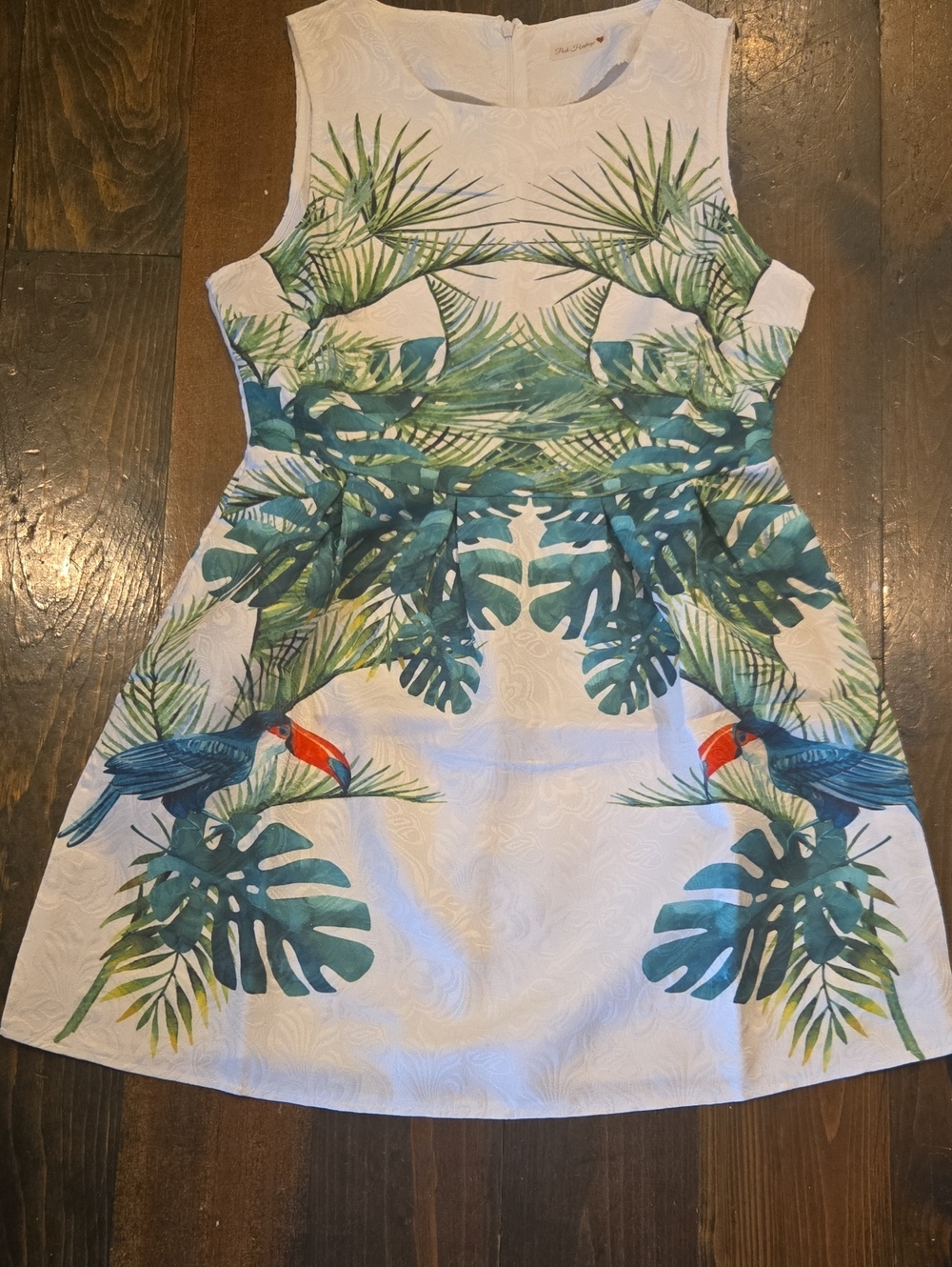 NWOT Posh Heritage Tropical Toucan Palm Print Fit & Flare Dress